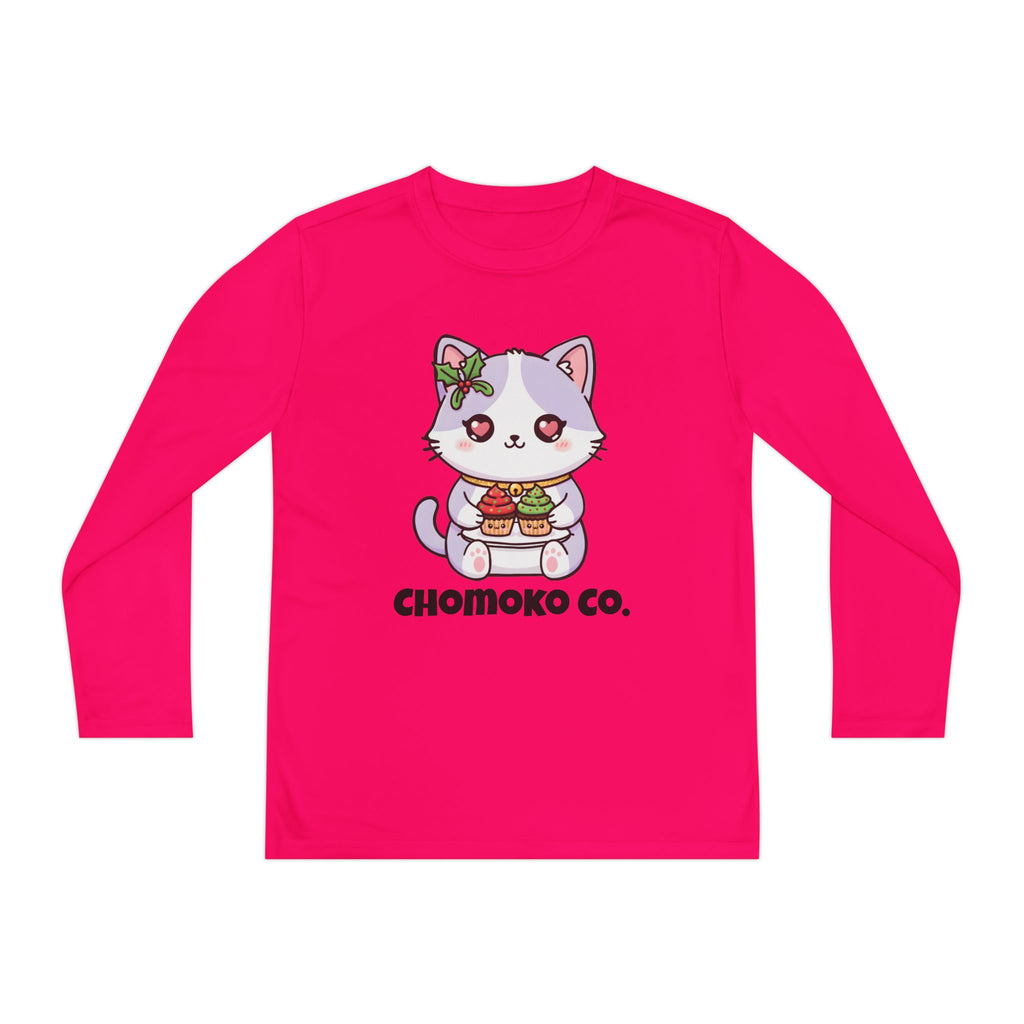 Nori with Christmas Cupcakes Youth Long Sleeve Competitor Tee
