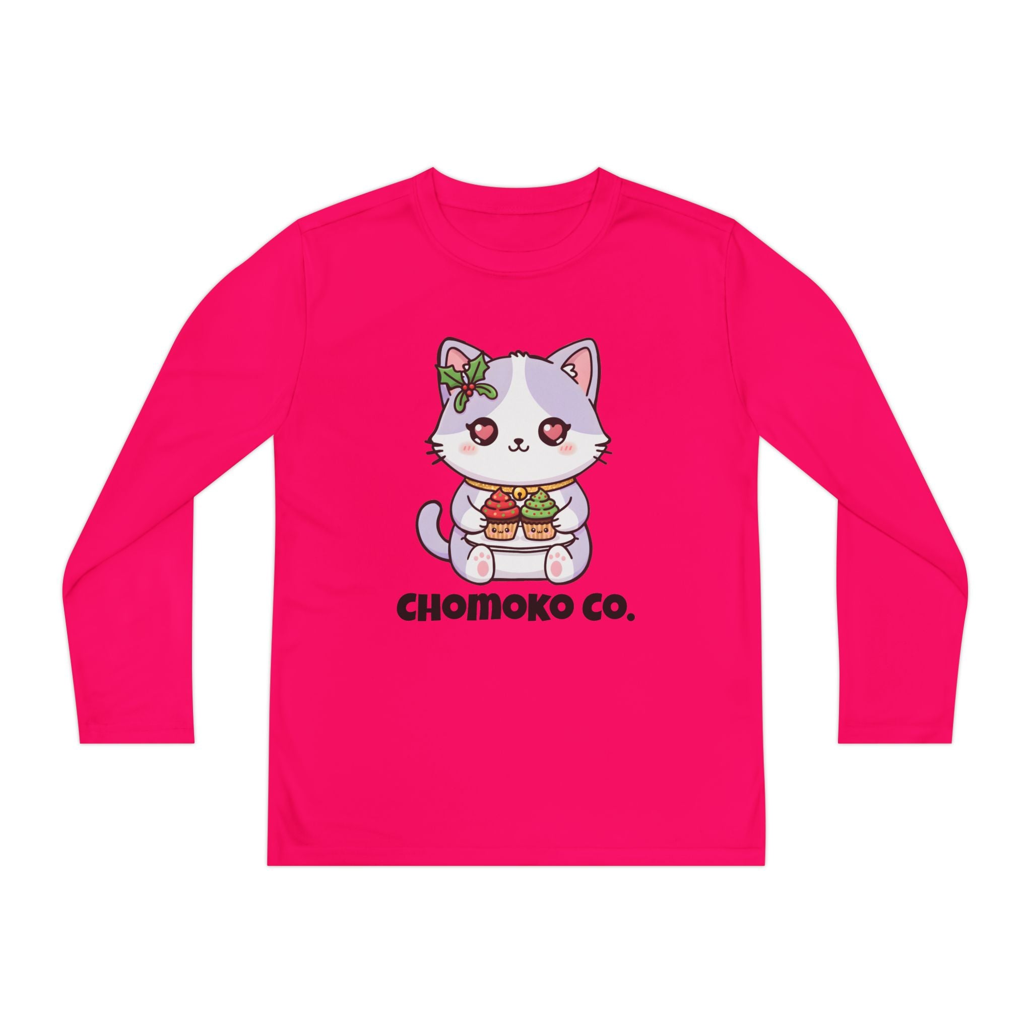 Nori with Christmas Cupcakes Youth Long Sleeve Competitor Tee