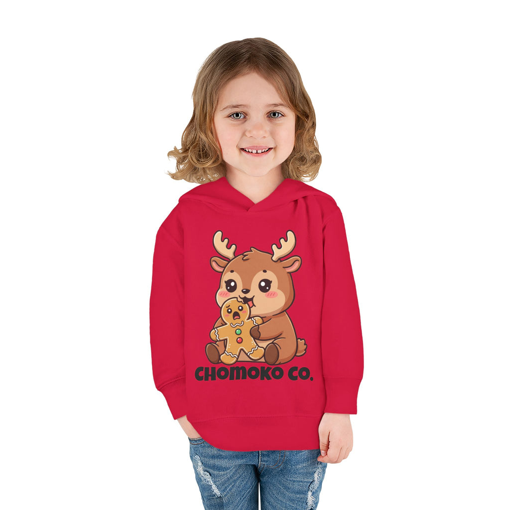 Haru eating a Gingerbread Man Toddler Pullover Fleece Hoodie