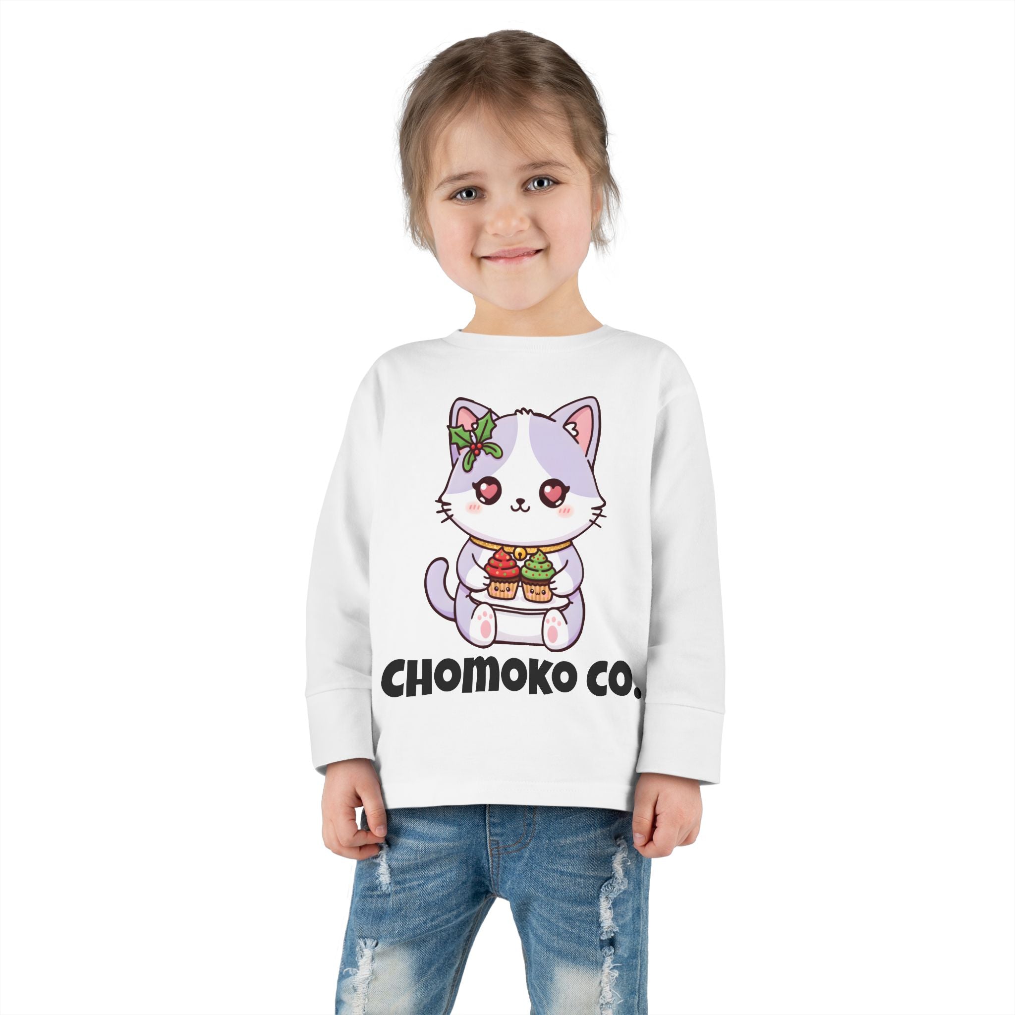 Nori with Christmas Cupcakes Toddler Long Sleeve Tee