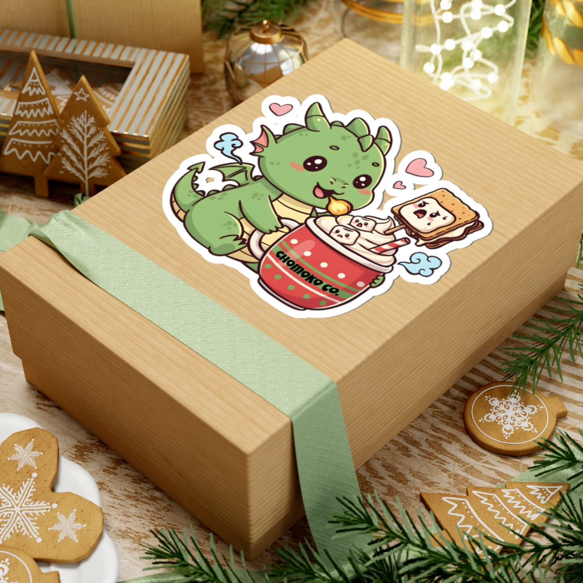 Rinzu drinking Hot chocolate Kiss-Cut Stickers