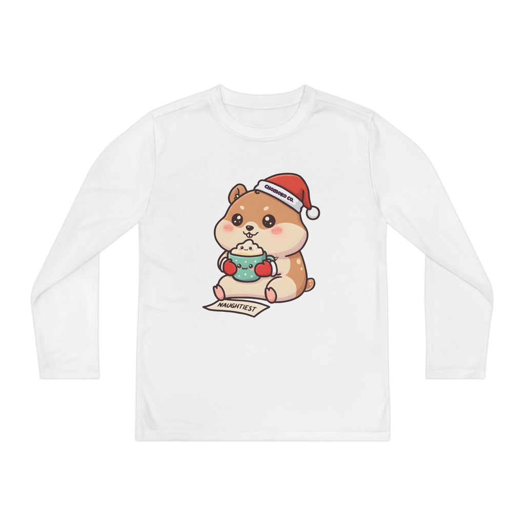 Atsu drinking Eggnog Youth Long Sleeve Competitor Tee