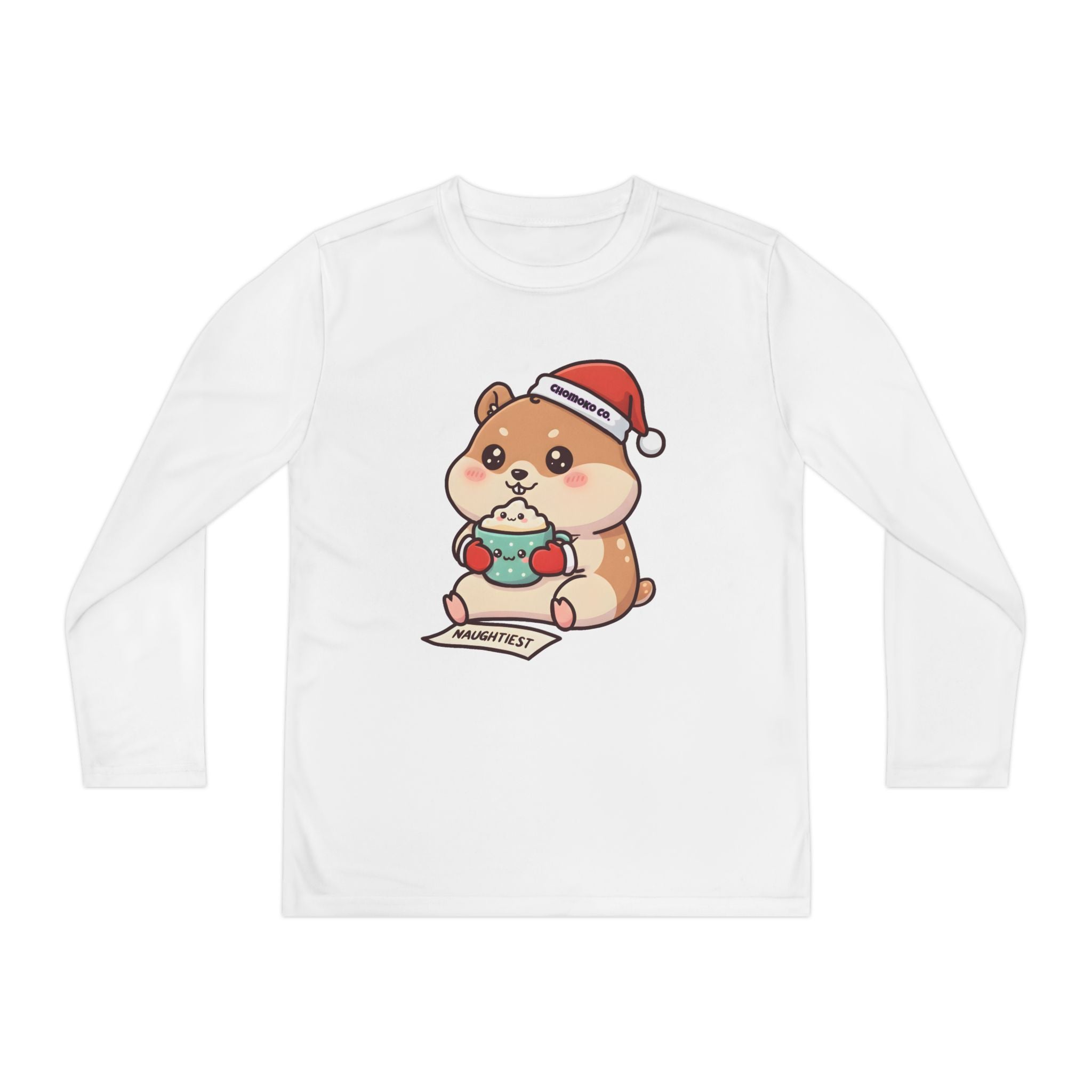 Atsu drinking Eggnog Youth Long Sleeve Competitor Tee
