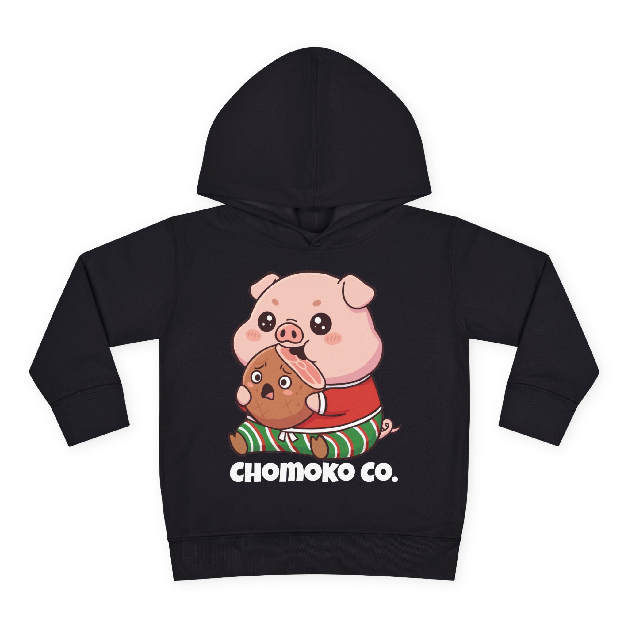 Okui in Christmas pajamas Toddler Pullover Fleece Hoodie