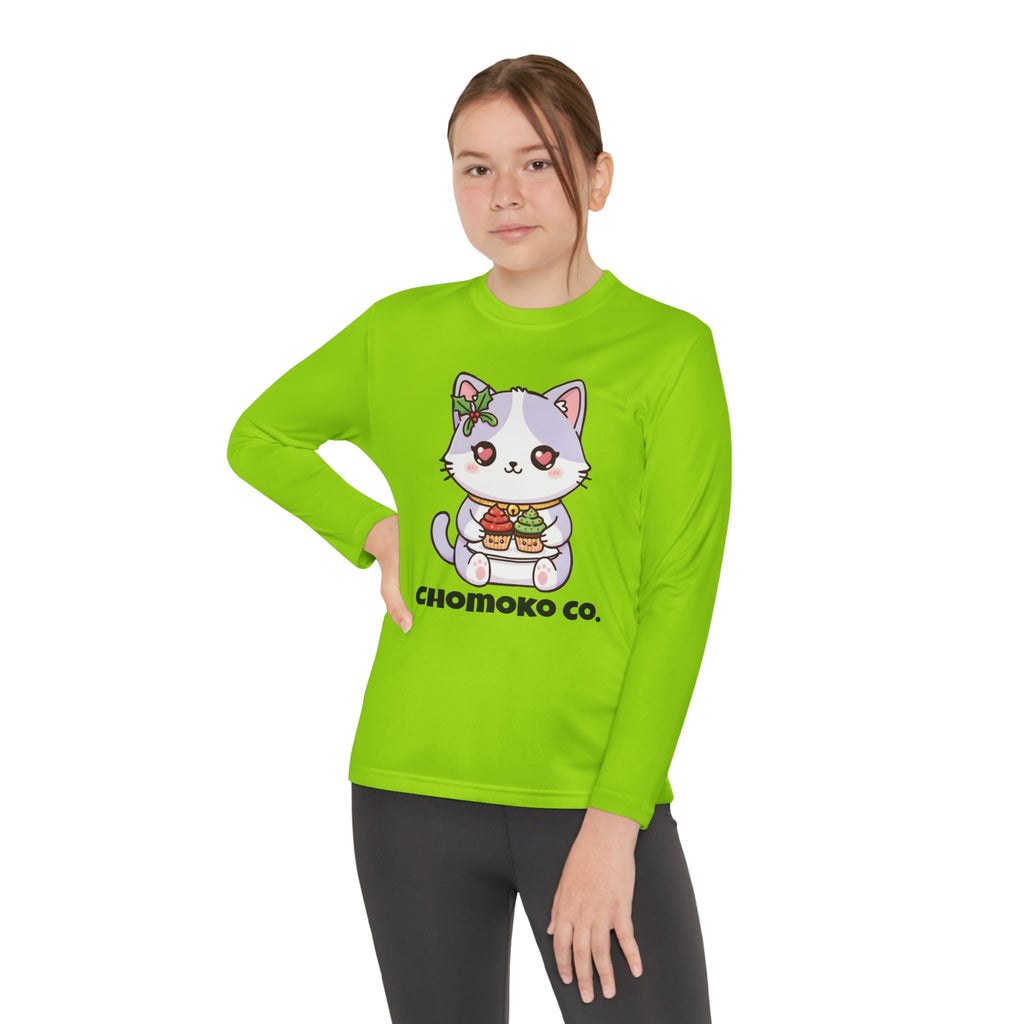 Nori with Christmas Cupcakes Youth Long Sleeve Competitor Tee