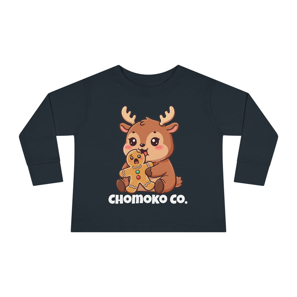 Haru eating a Gingerbread Man Toddler Long Sleeve Tee