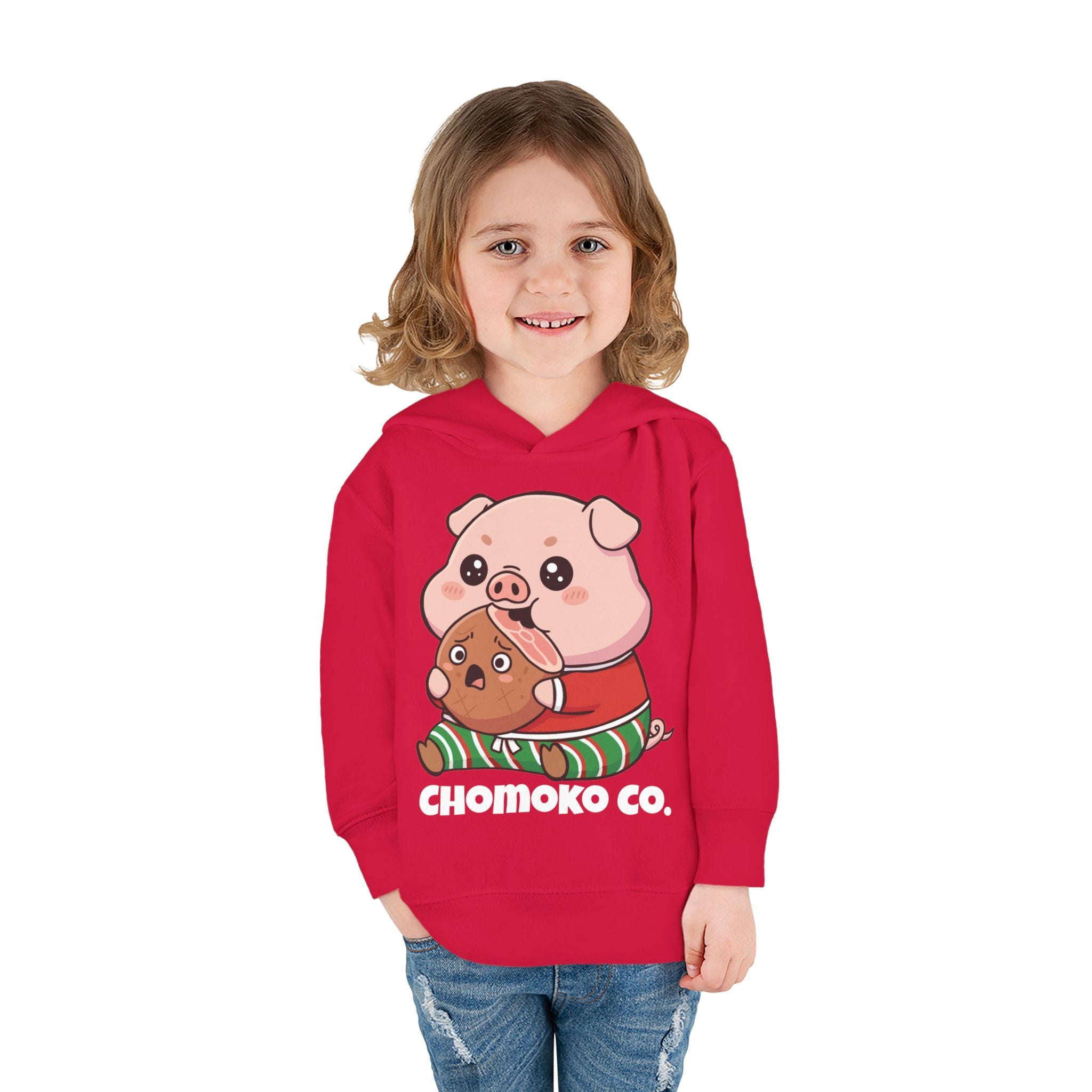Okui in Christmas pajamas Toddler Pullover Fleece Hoodie