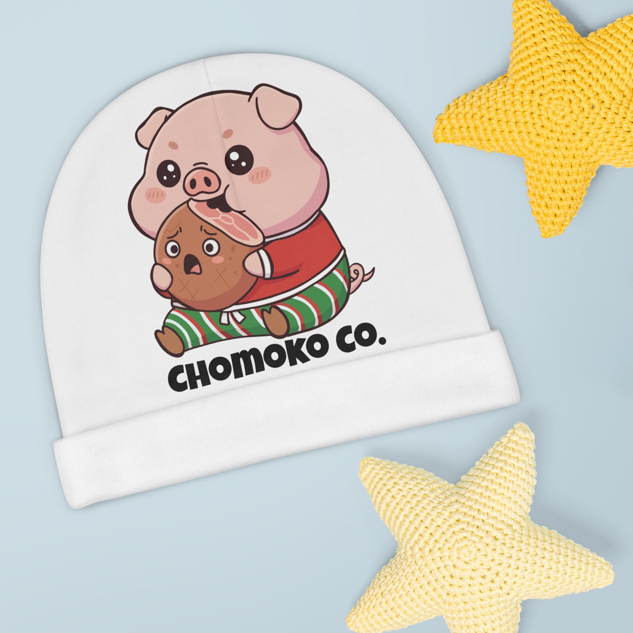 Okui in Christmas pajamas Baby Beanie