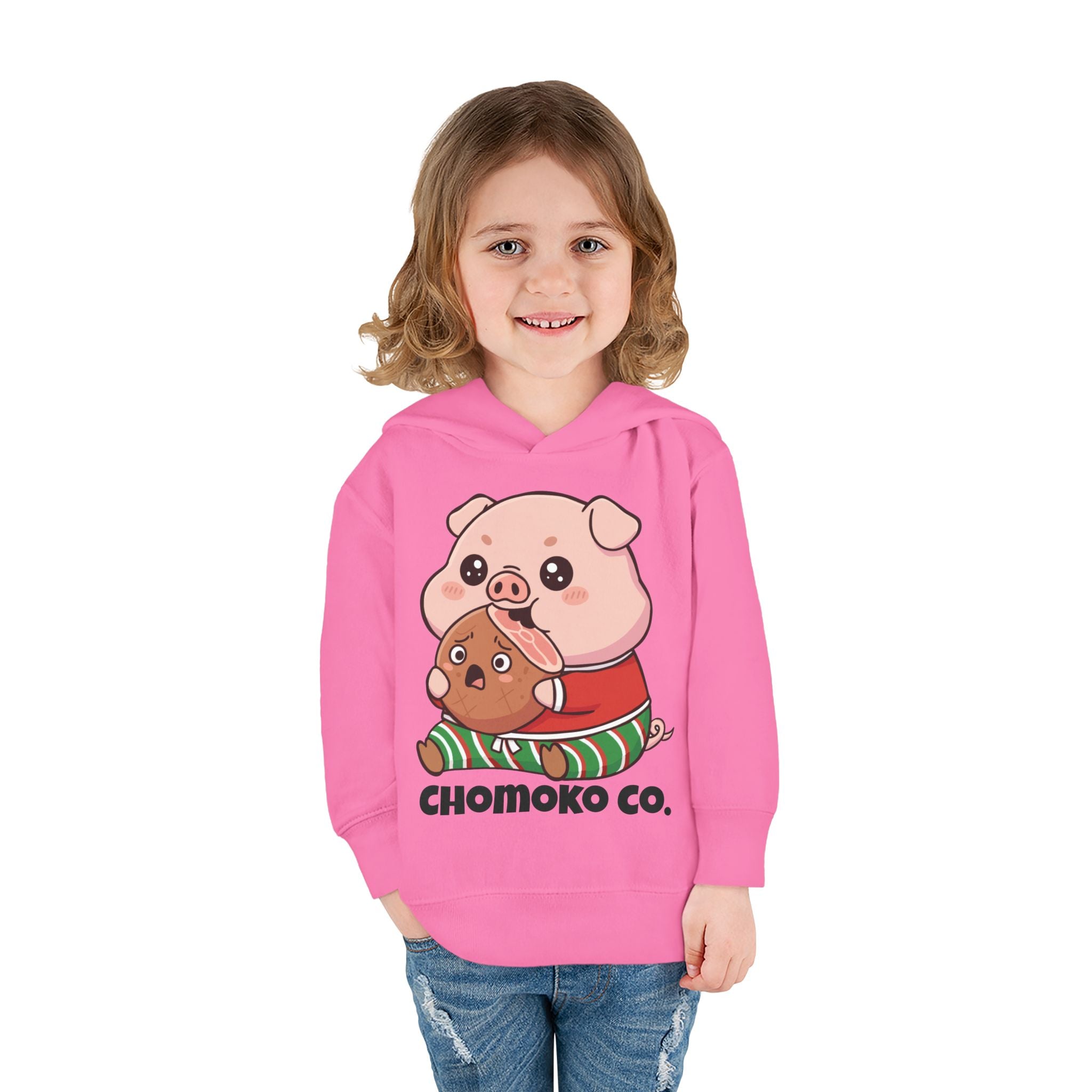 Okui in Christmas pajamas Toddler Pullover Fleece Hoodie