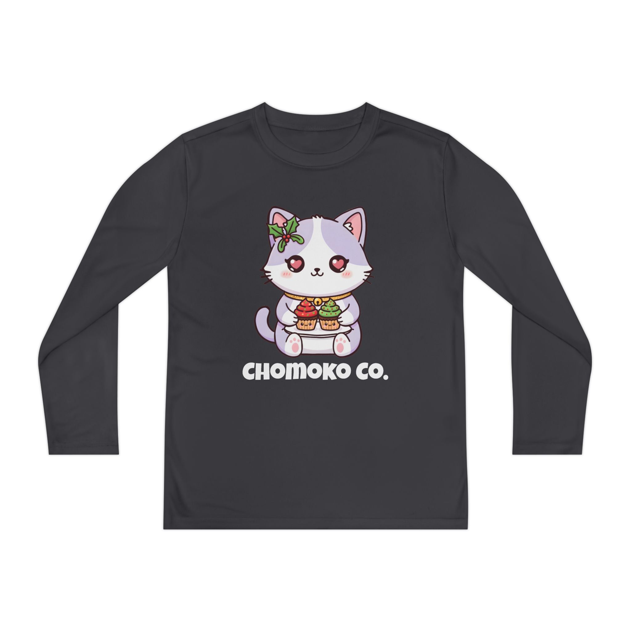 Nori with Christmas Cupcakes Youth Long Sleeve Competitor Tee