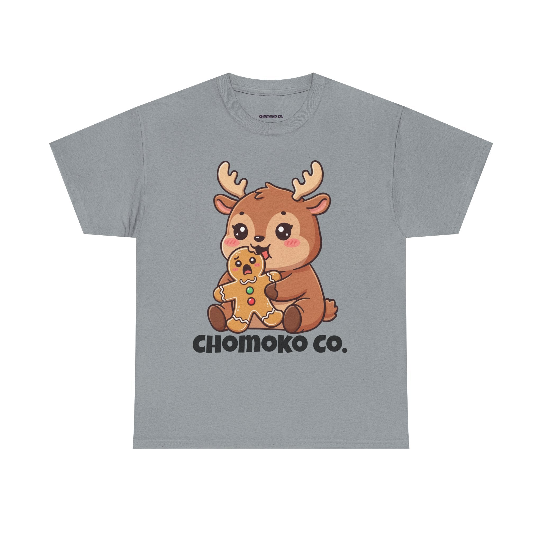 Haru eating a Gingerbread Man Sharing Tee | Christmas Cute Holiday Shirt