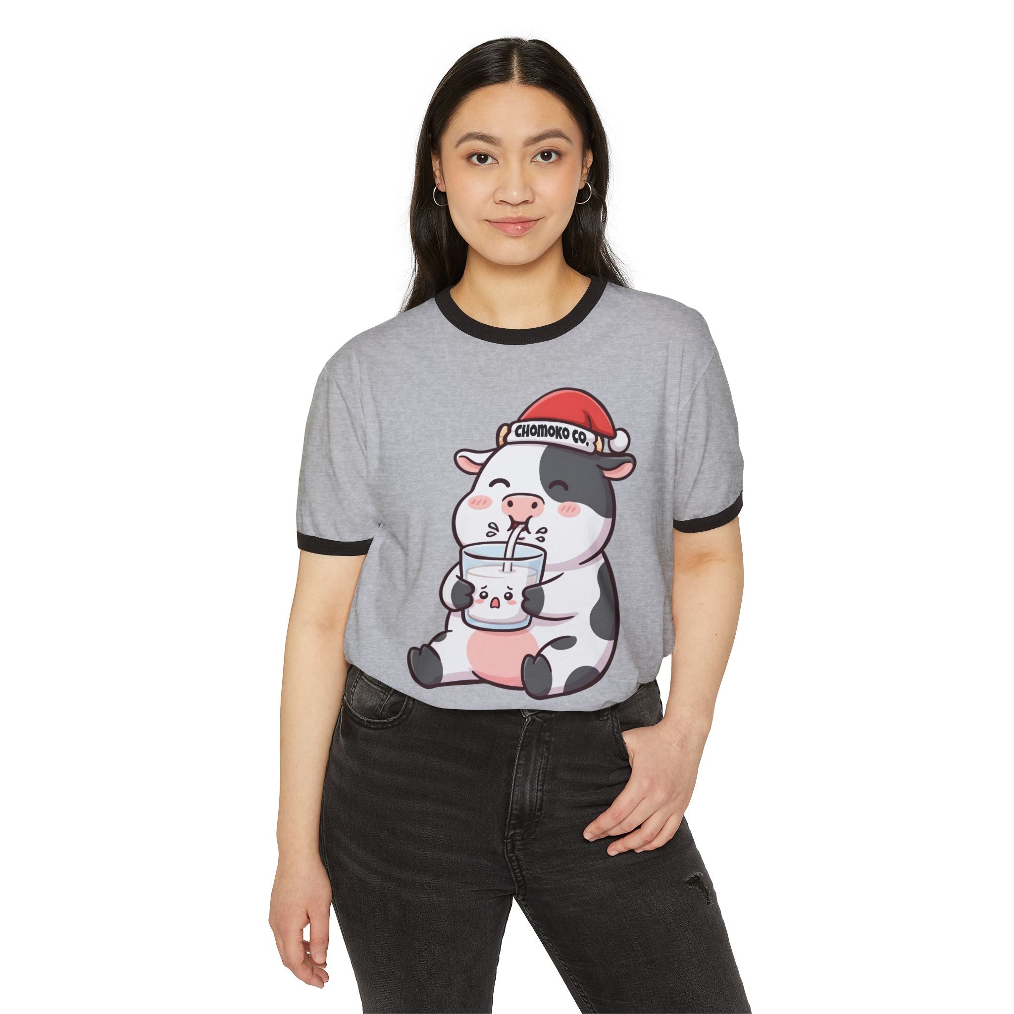 Kolby with Santa hat Unisex Cotton Ringer T-Shirt