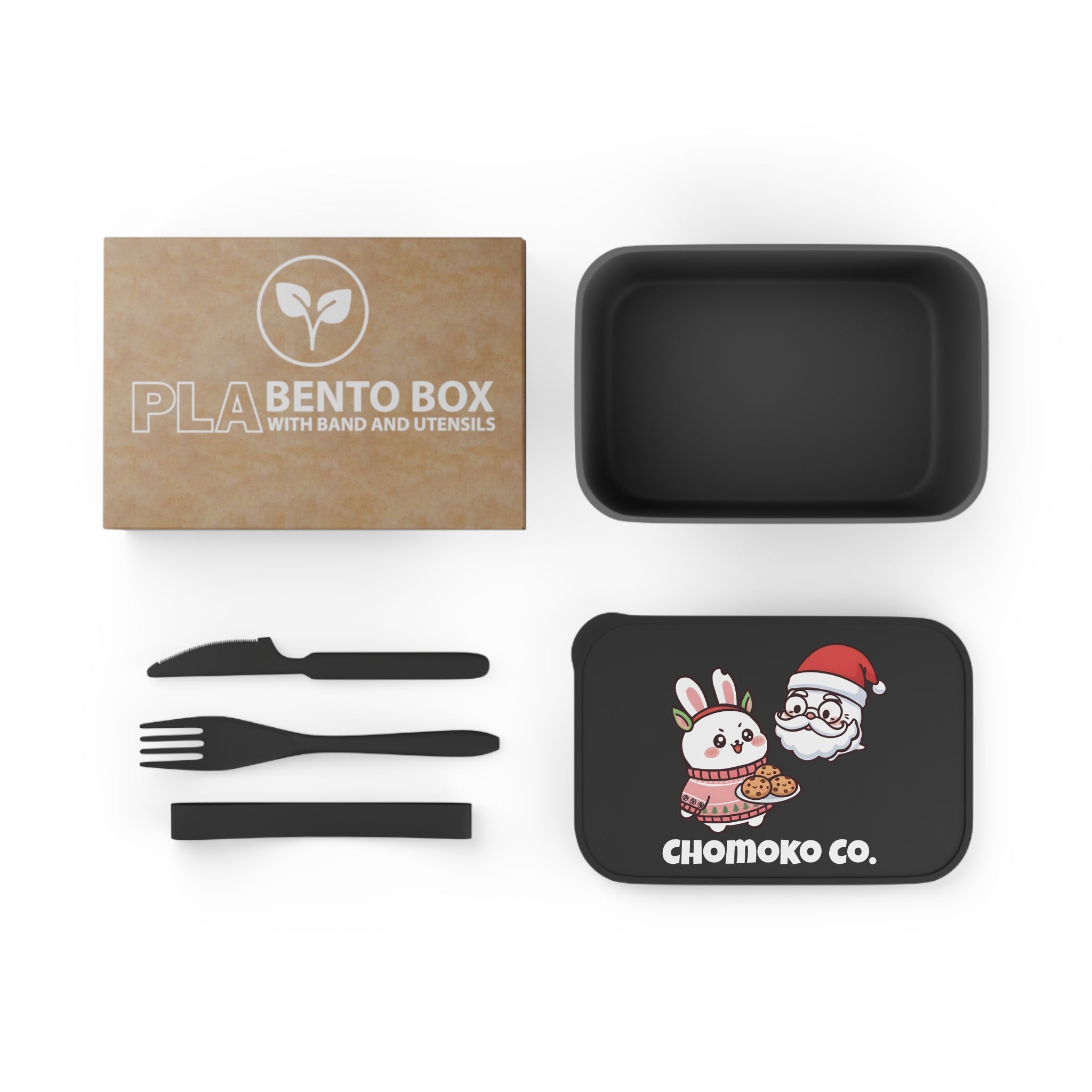 Chomoko and Santa Oji PLA Bento Box with Band and Utensils