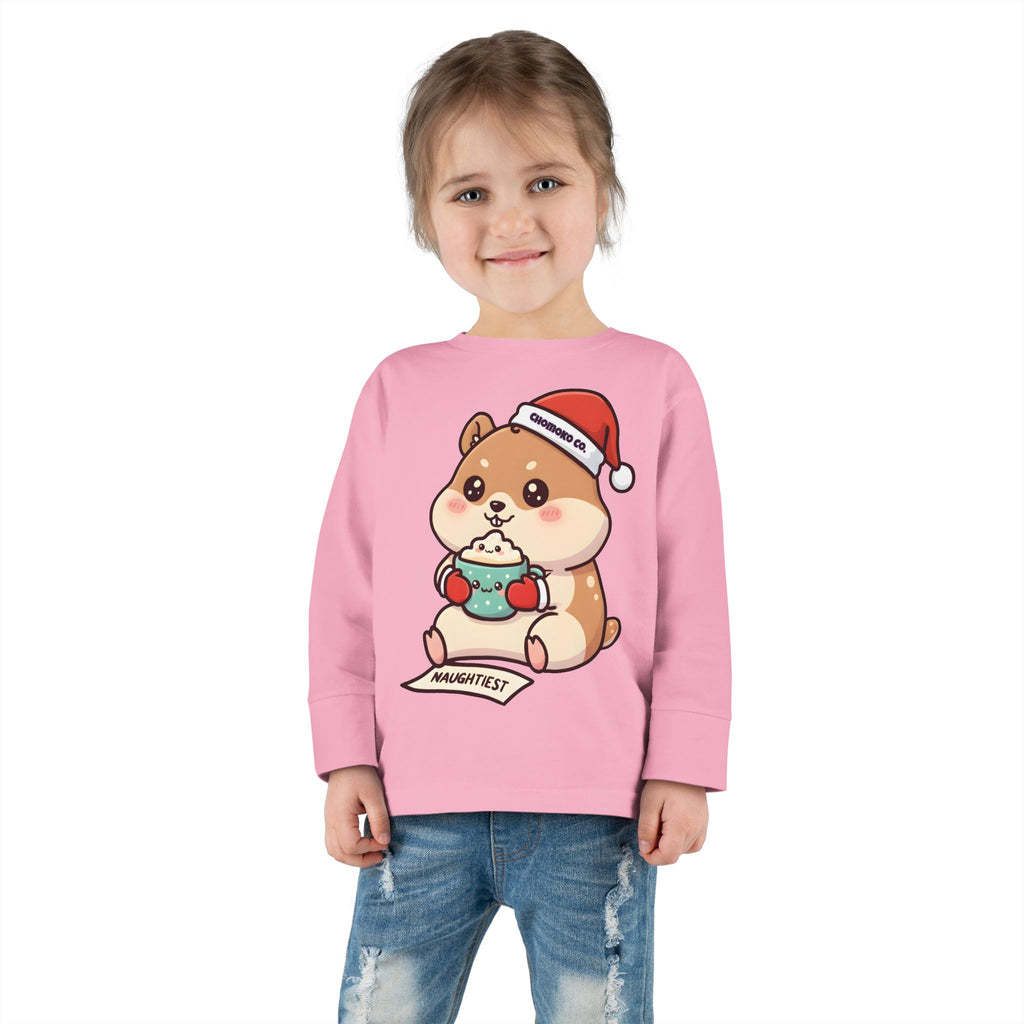 Atsu drinking Eggnog Toddler Long Sleeve Tee