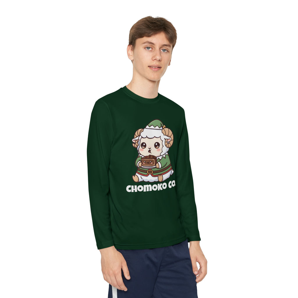 Bashi in an elf costume Youth Long Sleeve Competitor Tee