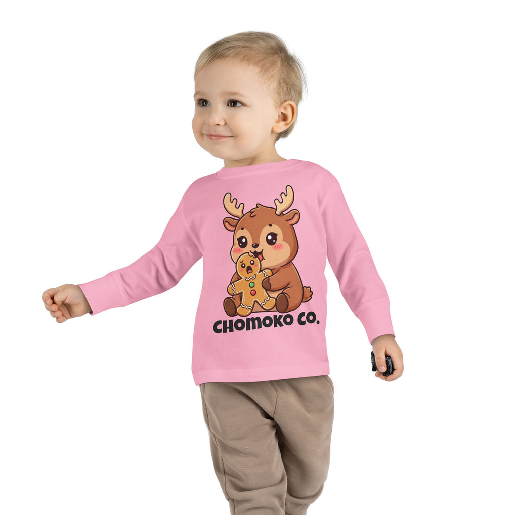 Haru eating a Gingerbread Man Toddler Long Sleeve Tee