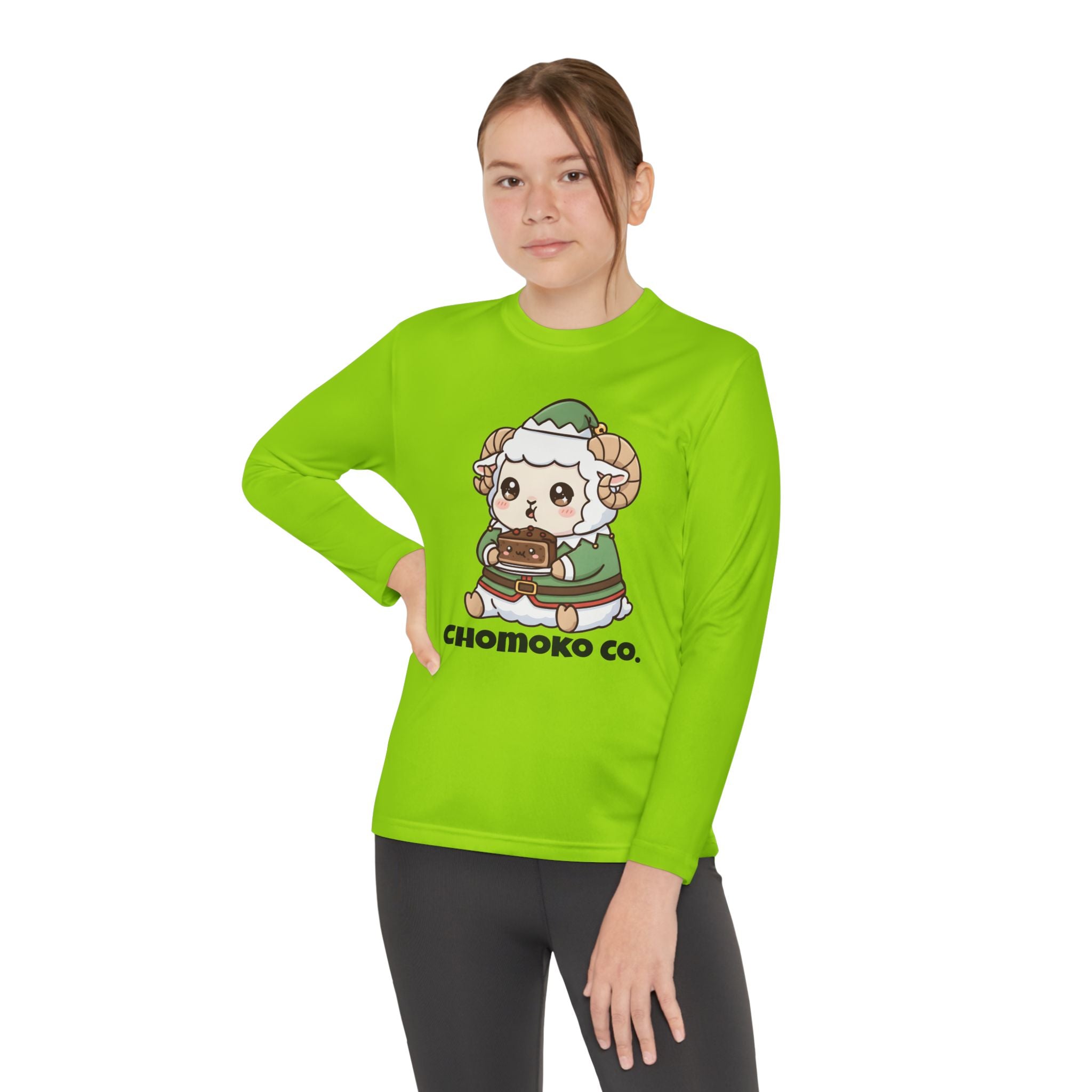 Bashi in an elf costume Youth Long Sleeve Competitor Tee