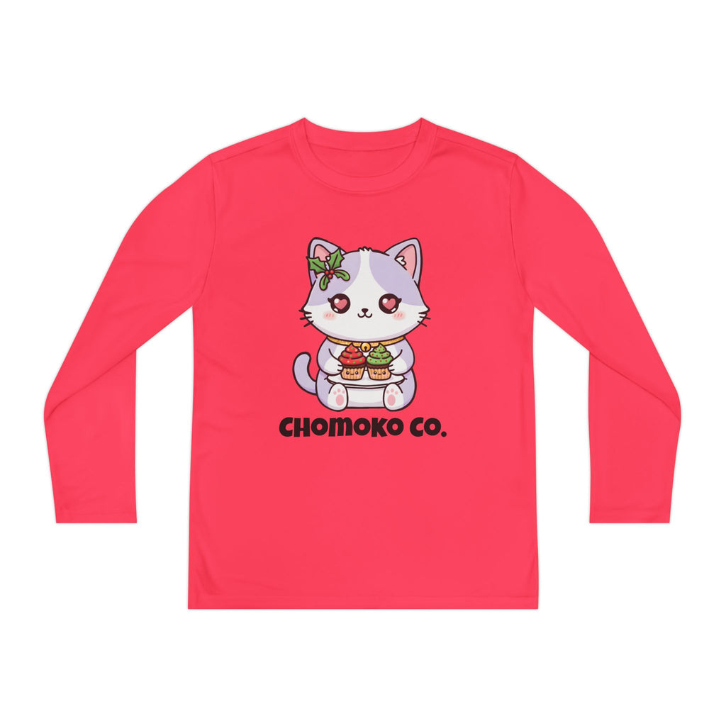 Nori with Christmas Cupcakes Youth Long Sleeve Competitor Tee