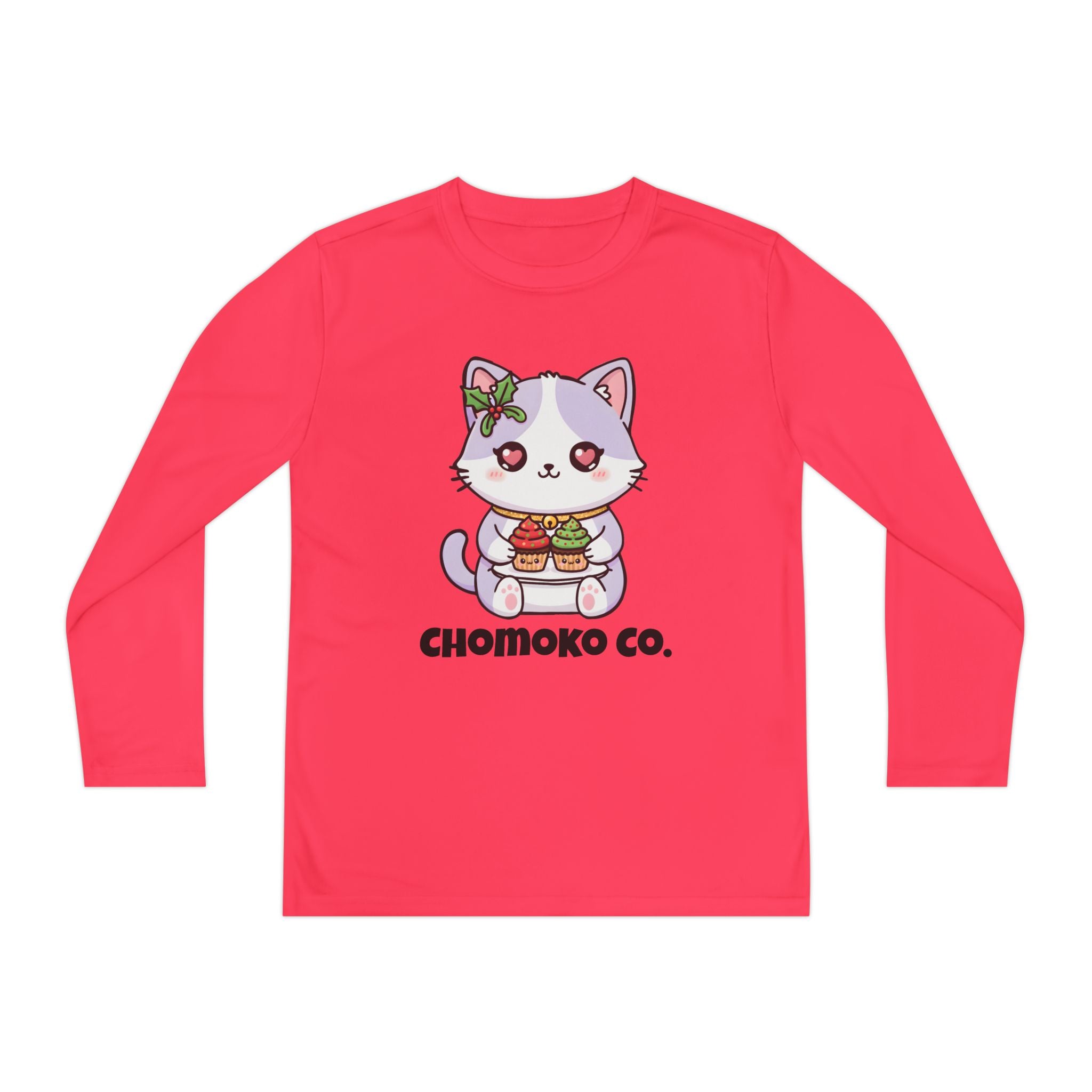 Nori with Christmas Cupcakes Youth Long Sleeve Competitor Tee