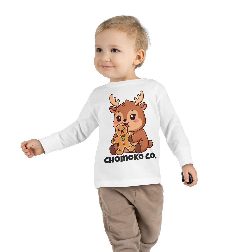Haru eating a Gingerbread Man Toddler Long Sleeve Tee