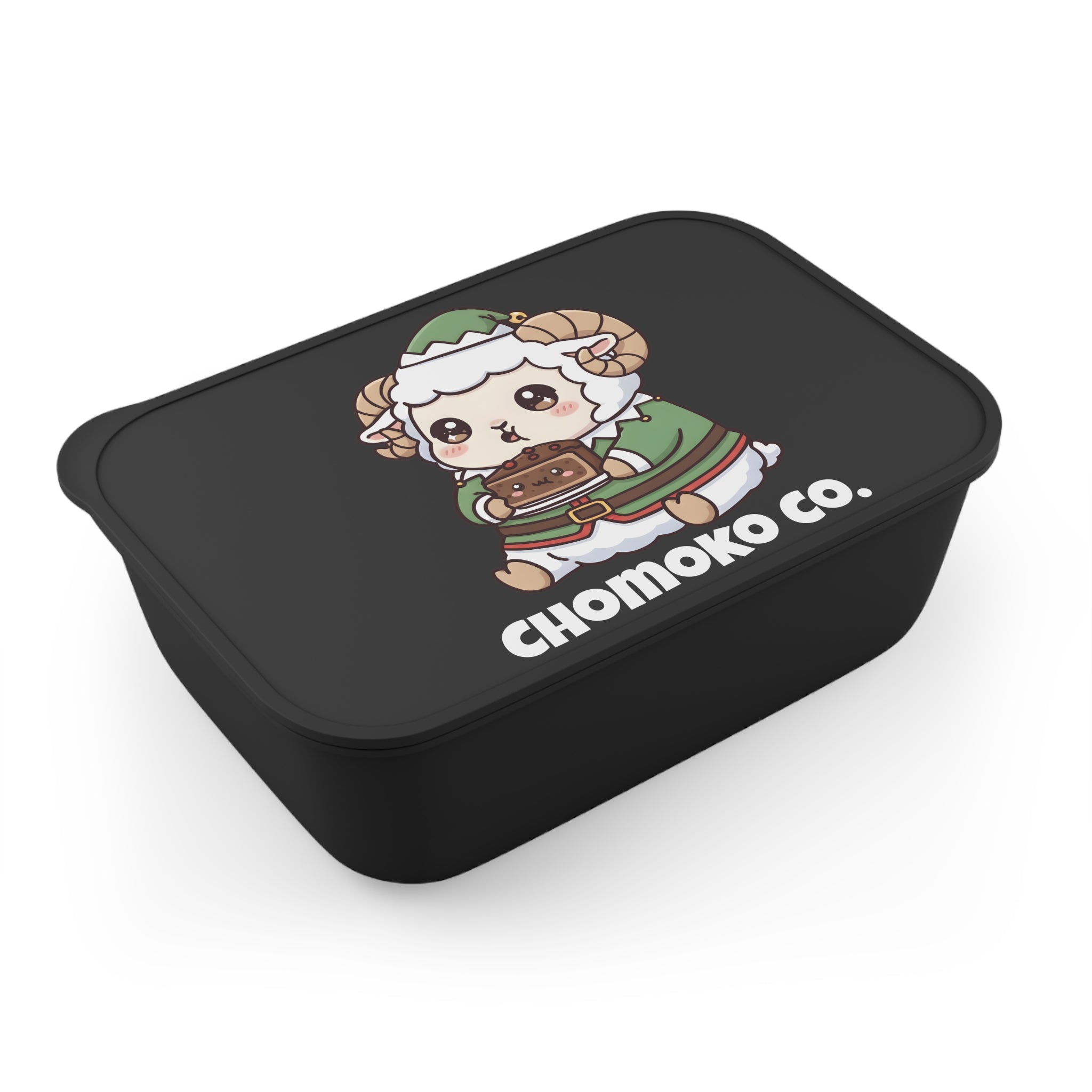 Bashi in an elf costume PLA Bento Box with Band and Utensils