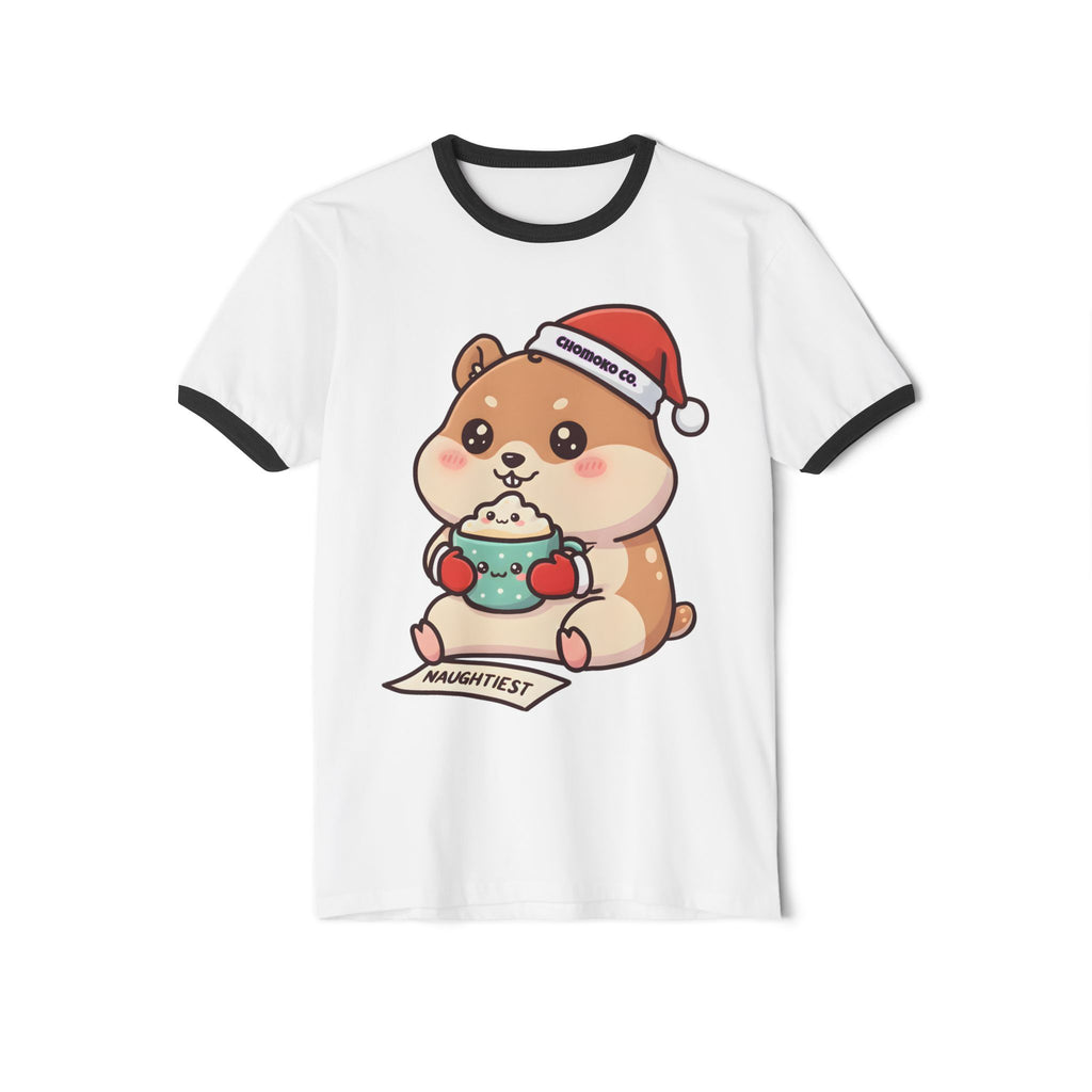 Atsu drinking Eggnog Unisex Cotton Ringer T-Shirt