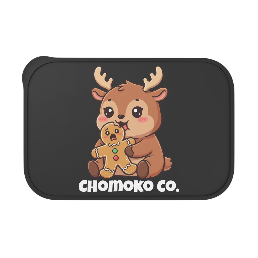 Haru eating a Gingerbread Man PLA Bento Box with Band and Utensils