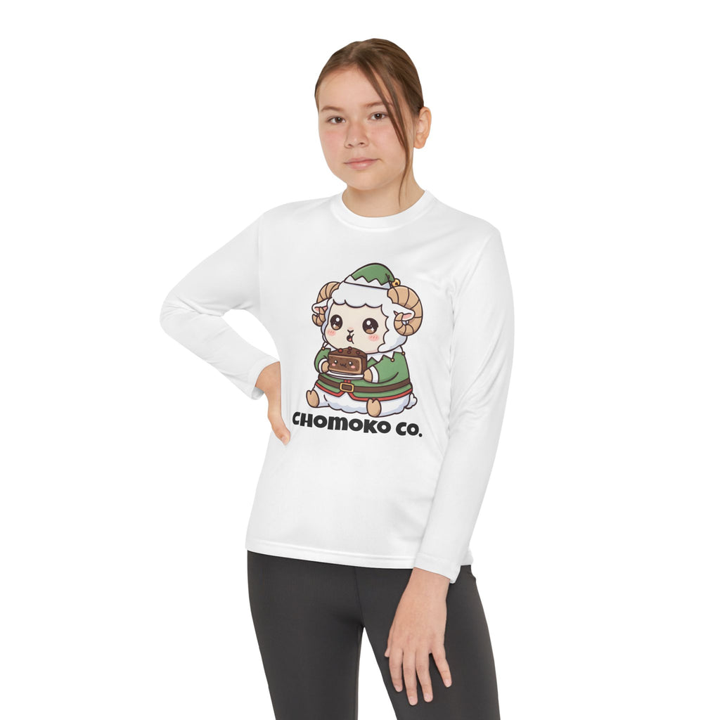 Bashi in an elf costume Youth Long Sleeve Competitor Tee