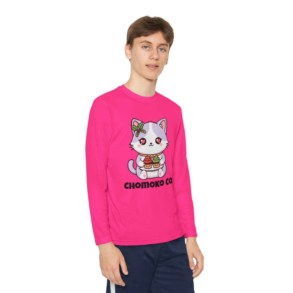 Nori with Christmas Cupcakes Youth Long Sleeve Competitor Tee