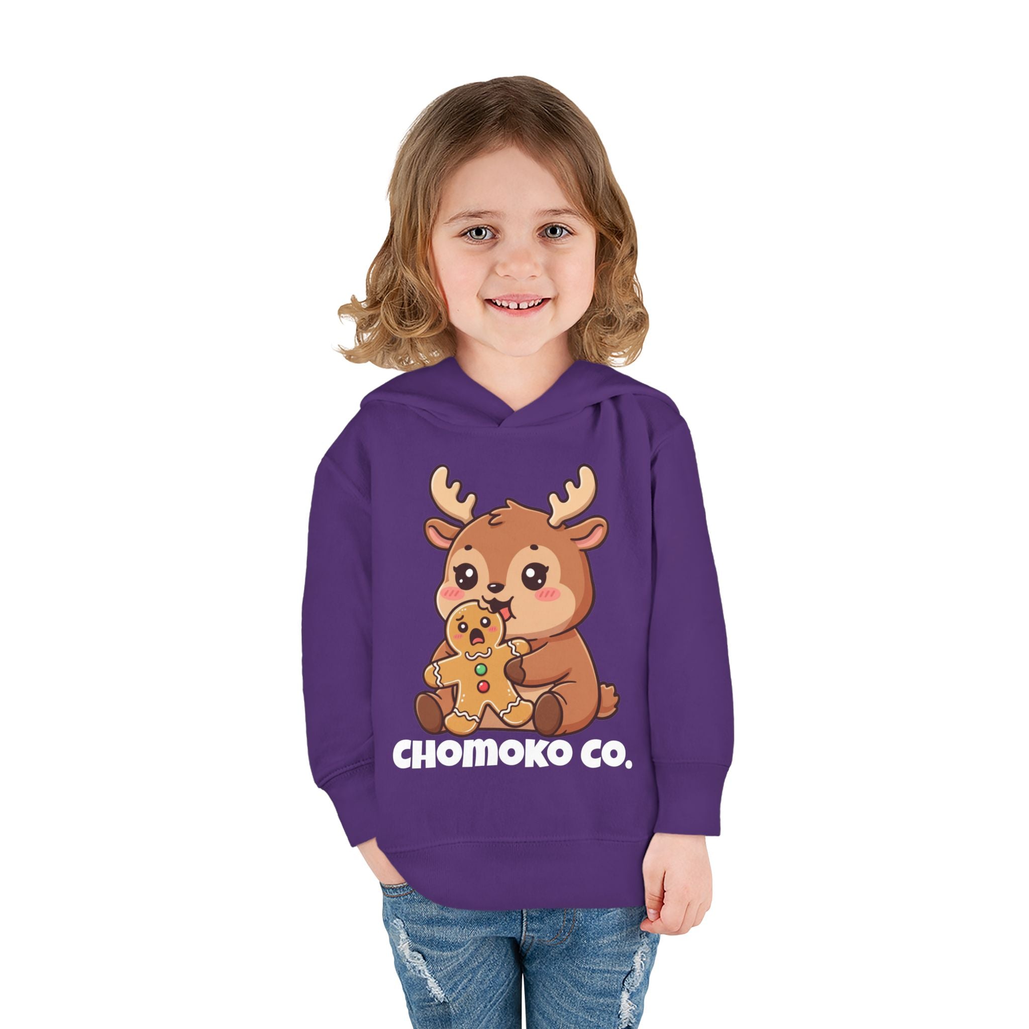 Haru eating a Gingerbread Man Toddler Pullover Fleece Hoodie
