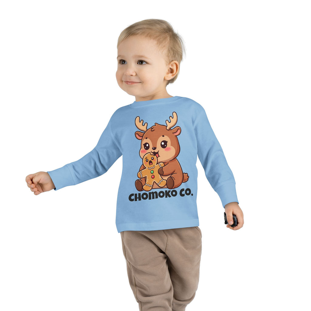 Haru eating a Gingerbread Man Toddler Long Sleeve Tee