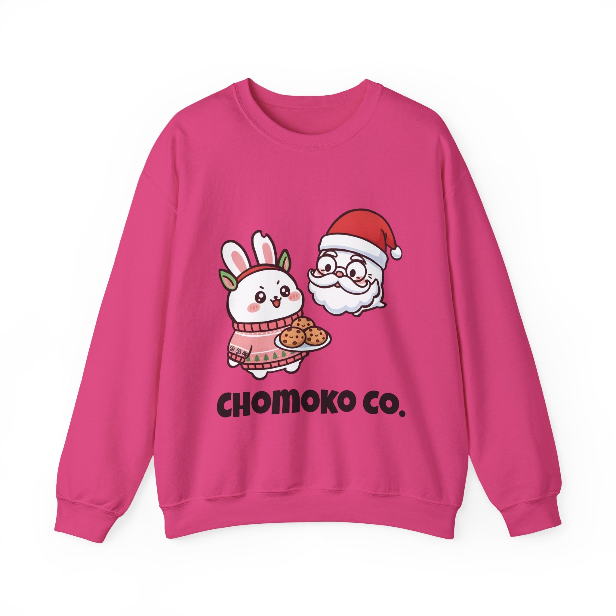 Chomoko with Oji dressed as Santa Cookie Plate Sweatshirt | CHOMOKO CO.