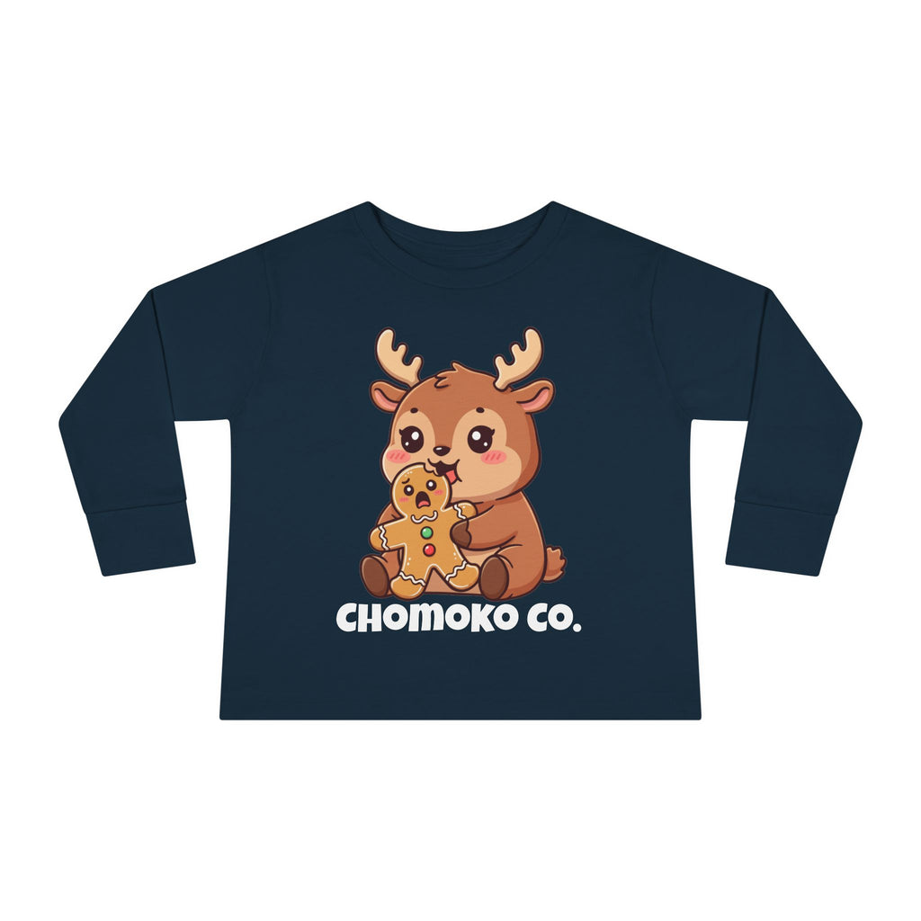 Haru eating a Gingerbread Man Toddler Long Sleeve Tee