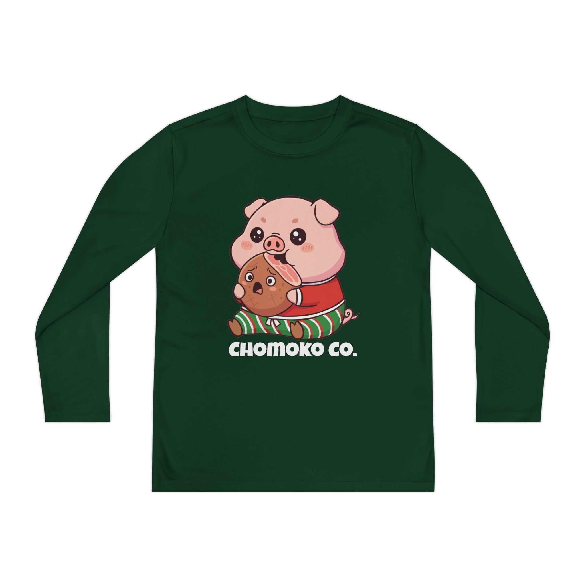 Okui in Christmas pajamas Youth Long Sleeve Competitor Tee