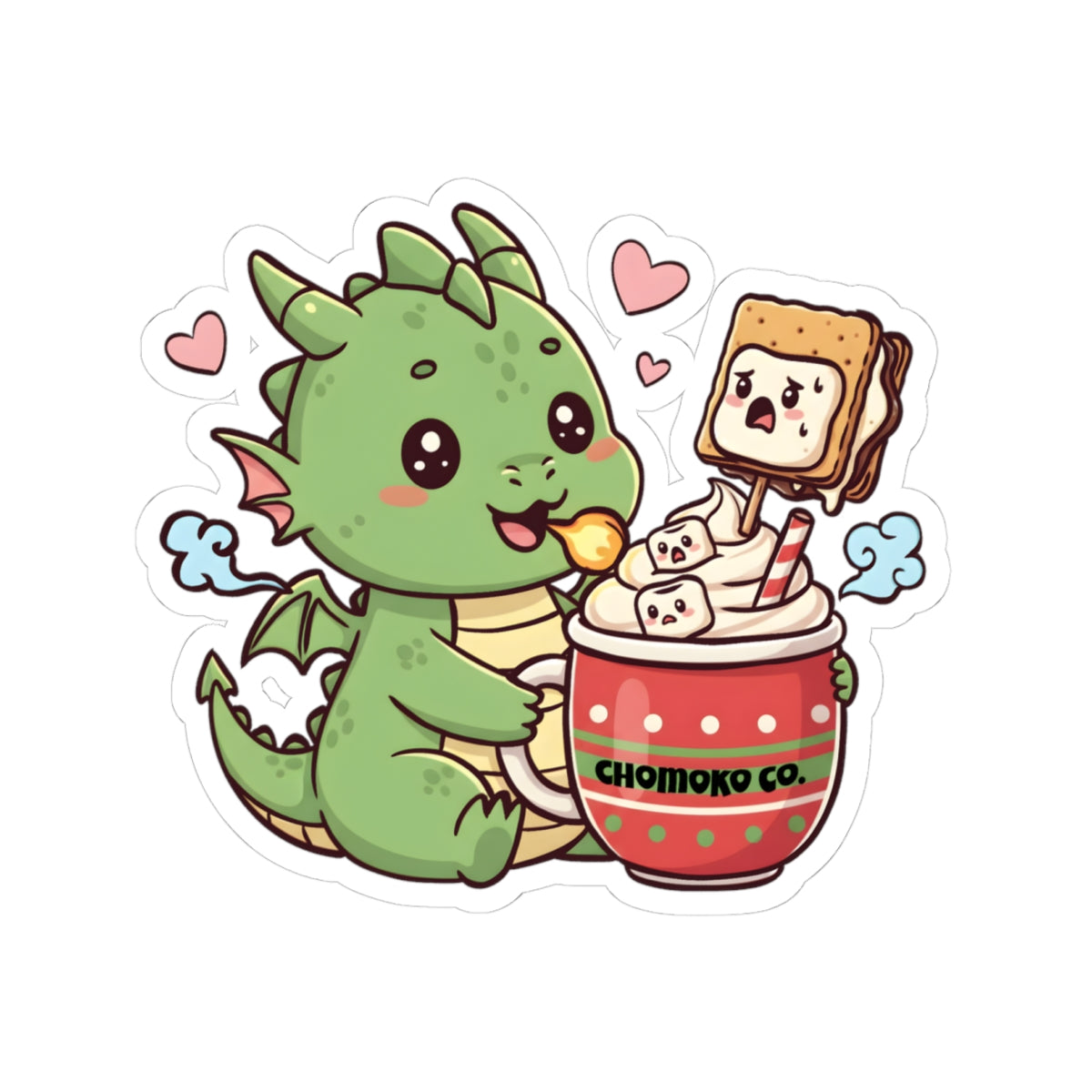 Rinzu drinking Hot chocolate Kiss-Cut Stickers