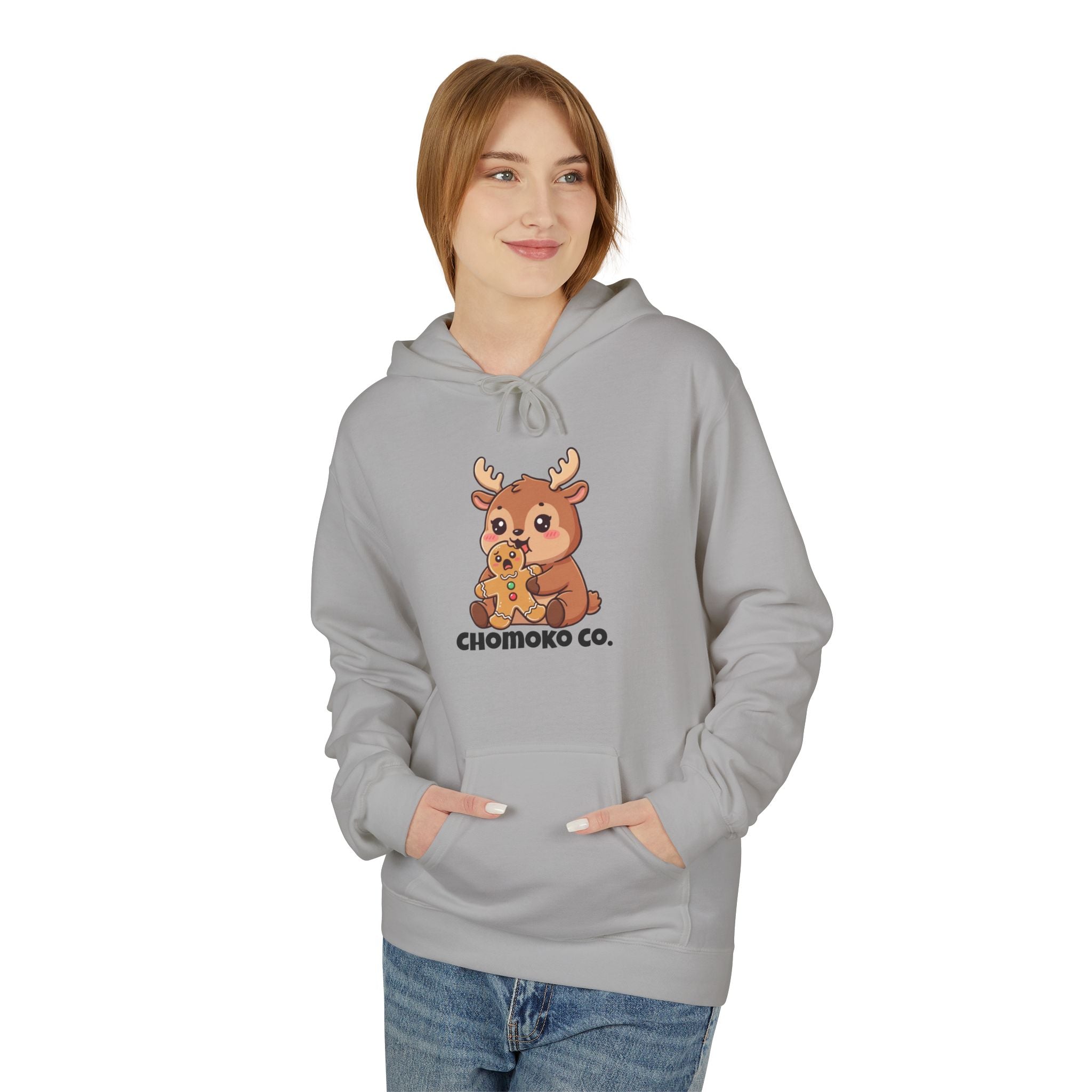 Haru eating a Gingerbread Man Unisex Midweight Softstyle Fleece Hoodie