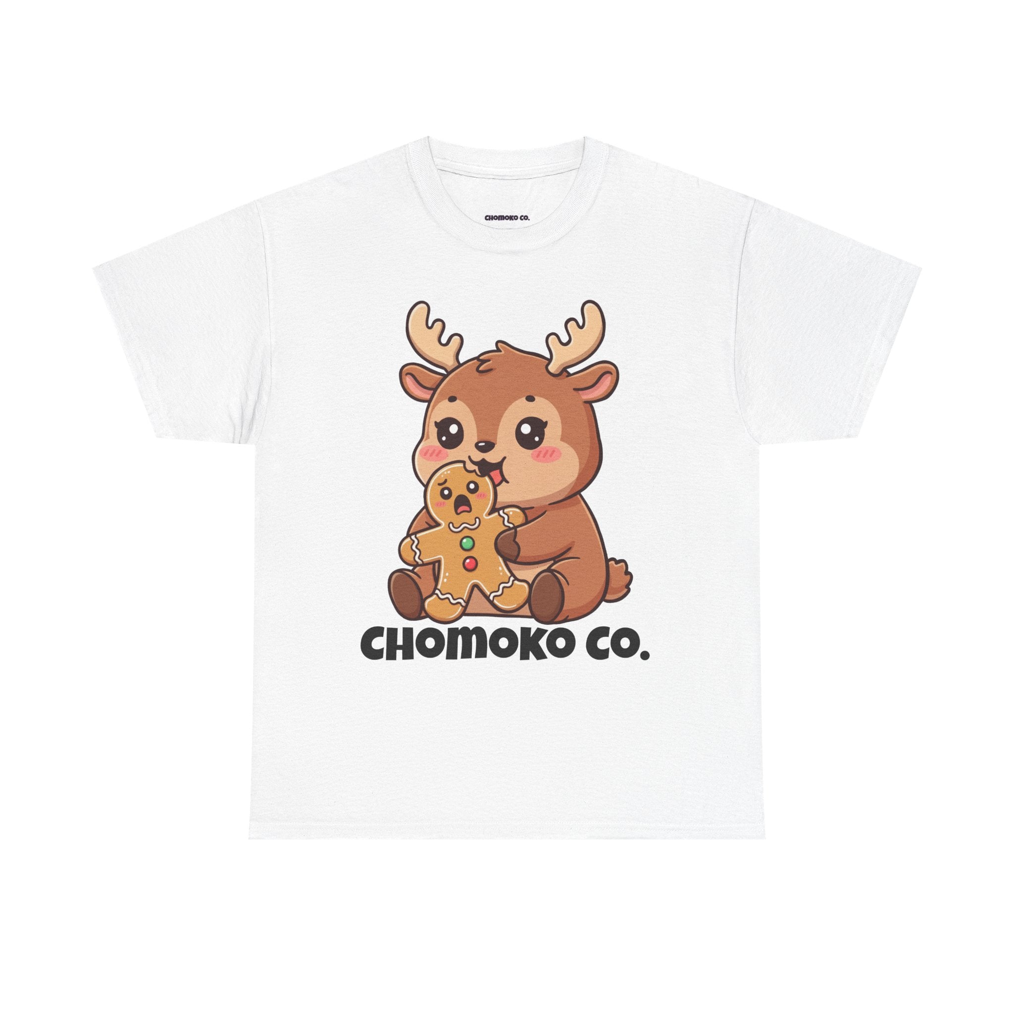 Haru eating a Gingerbread Man Sharing Tee | Christmas Cute Holiday Shirt