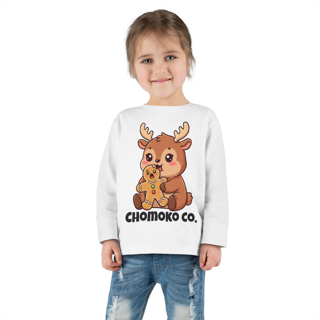 Haru eating a Gingerbread Man Toddler Long Sleeve Tee