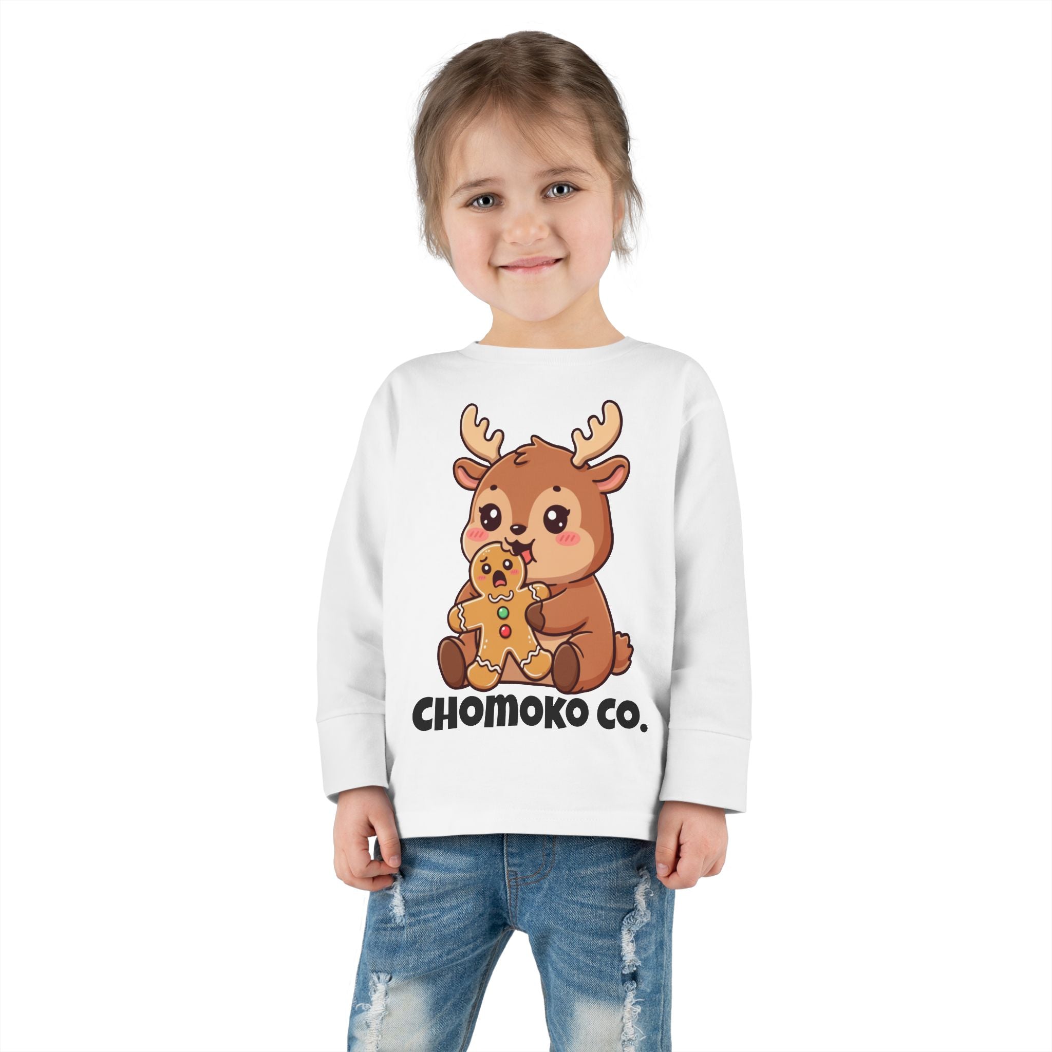 Haru eating a Gingerbread Man Toddler Long Sleeve Tee