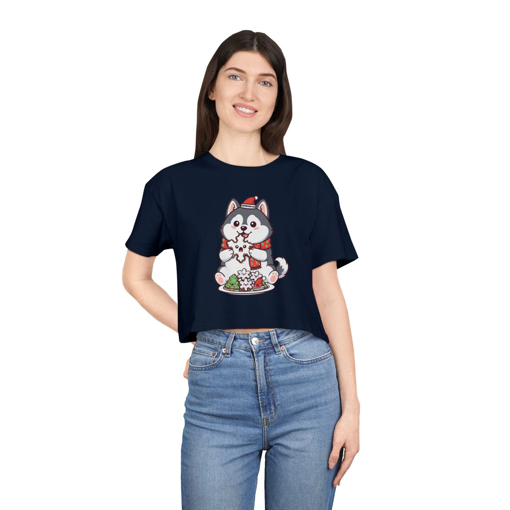 Koda eating Sugar cookies Women's Crop Tee