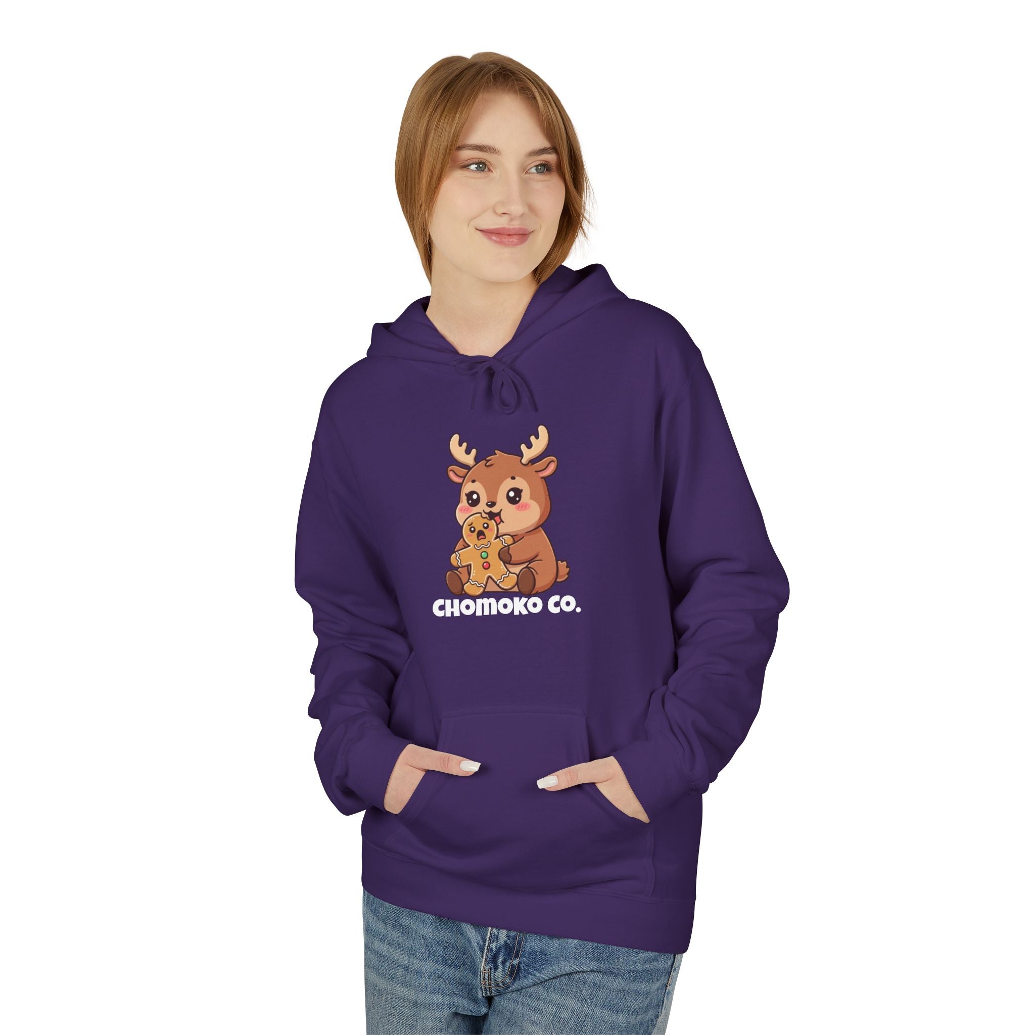Haru eating a Gingerbread Man Unisex Midweight Softstyle Fleece Hoodie
