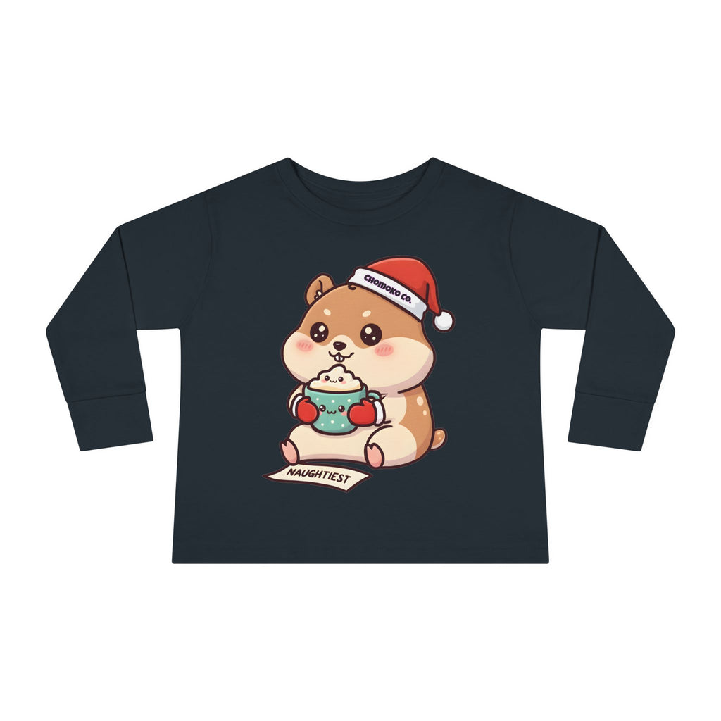 Atsu drinking Eggnog Toddler Long Sleeve Tee
