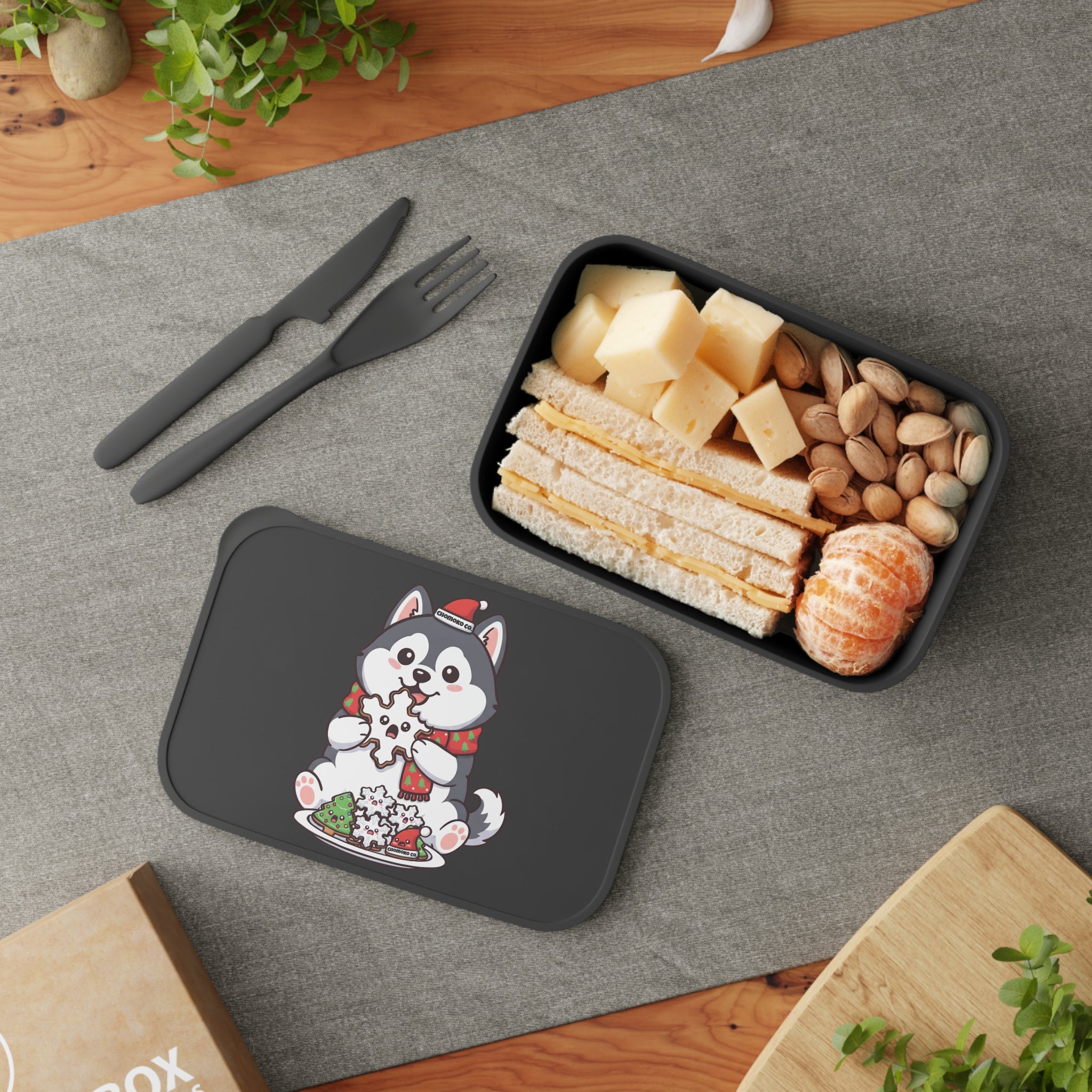 Koda eating Sugar cookies PLA Bento Box with Band and Utensils