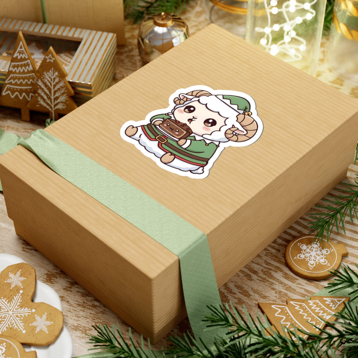 Bashi in an elf costume Kiss-Cut Sticker