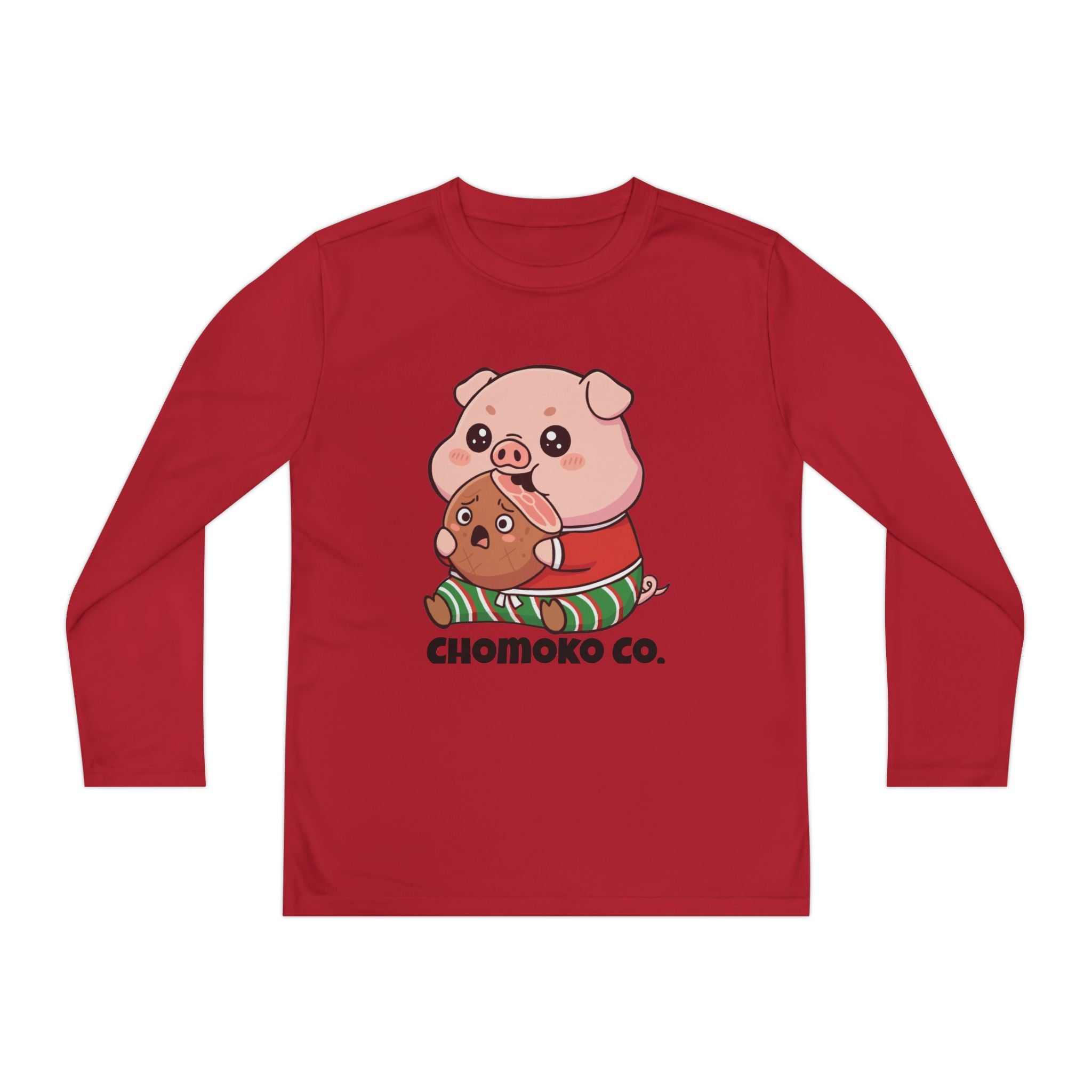 Okui in Christmas pajamas Youth Long Sleeve Competitor Tee
