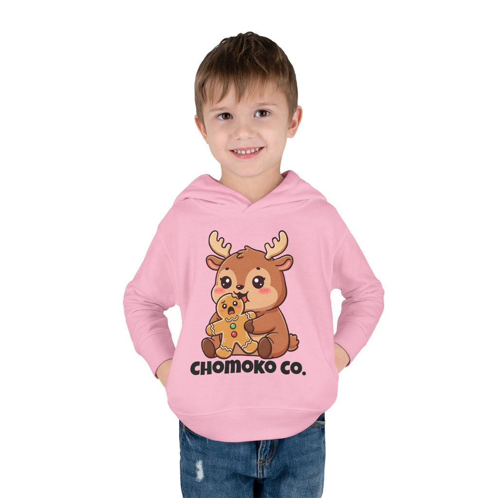 Haru eating a Gingerbread Man Toddler Pullover Fleece Hoodie