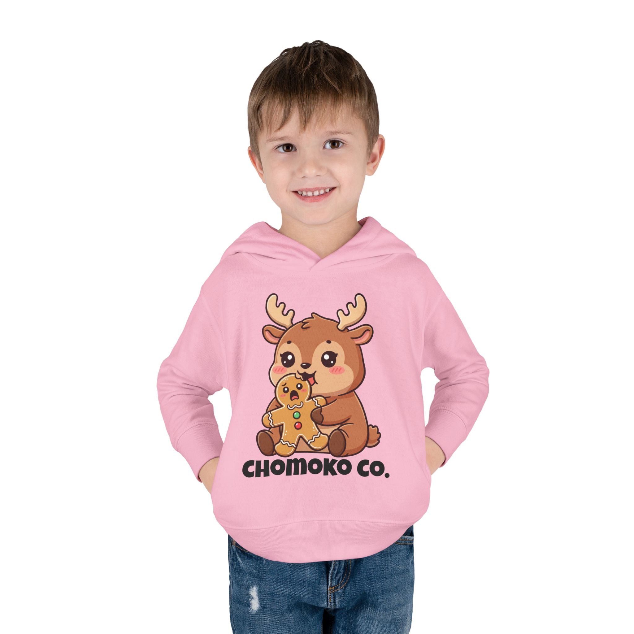 Haru eating a Gingerbread Man Toddler Pullover Fleece Hoodie
