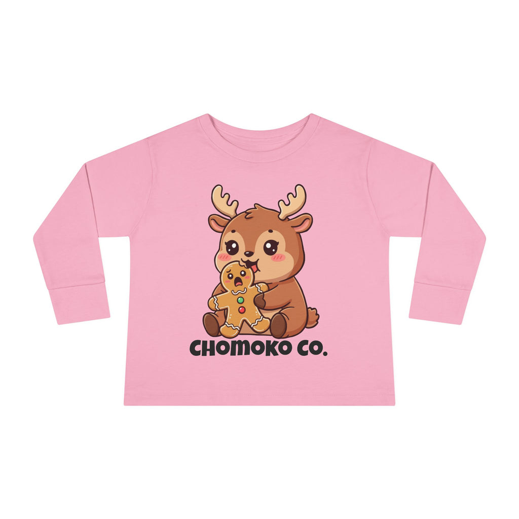 Haru eating a Gingerbread Man Toddler Long Sleeve Tee