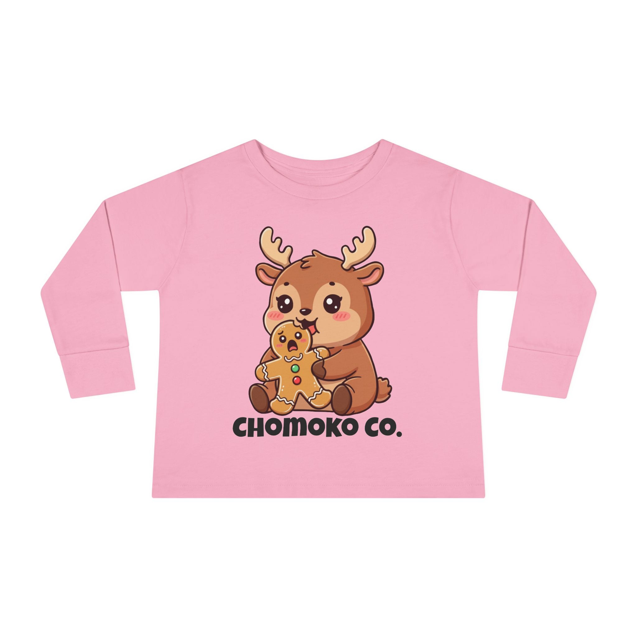 Haru eating a Gingerbread Man Toddler Long Sleeve Tee