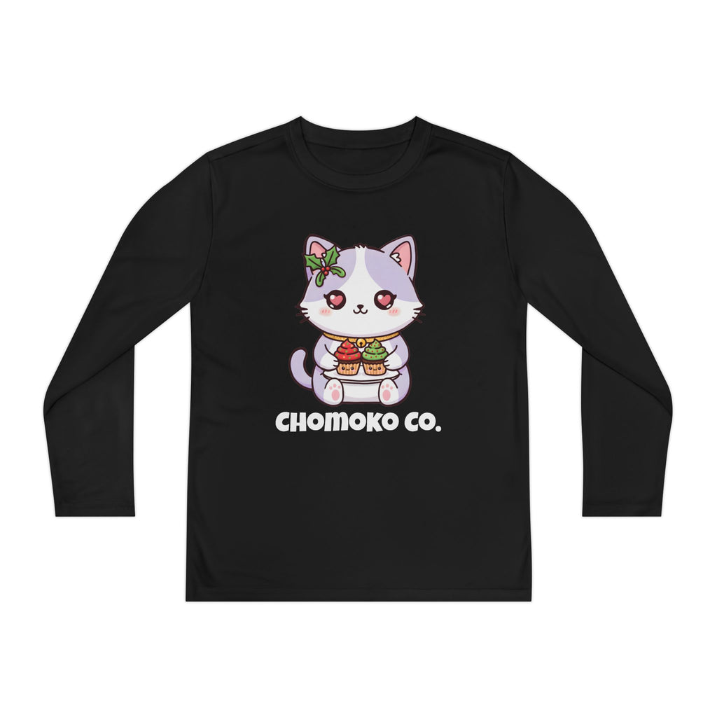 Nori with Christmas Cupcakes Youth Long Sleeve Competitor Tee